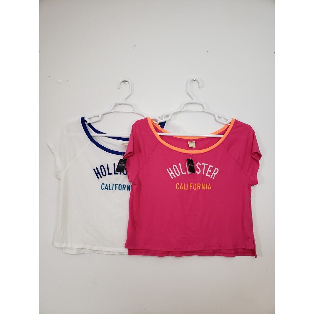 Y2K Hollister Women's Crop Top Basic T shirt size L Beach Travel Lot of 2
